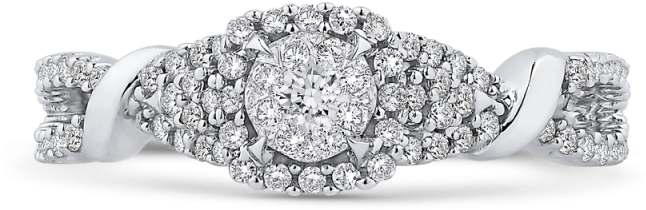 10k White Gold 1/2 Ct White Diamond Fashion Ring - Ring (800x1040), Png Download