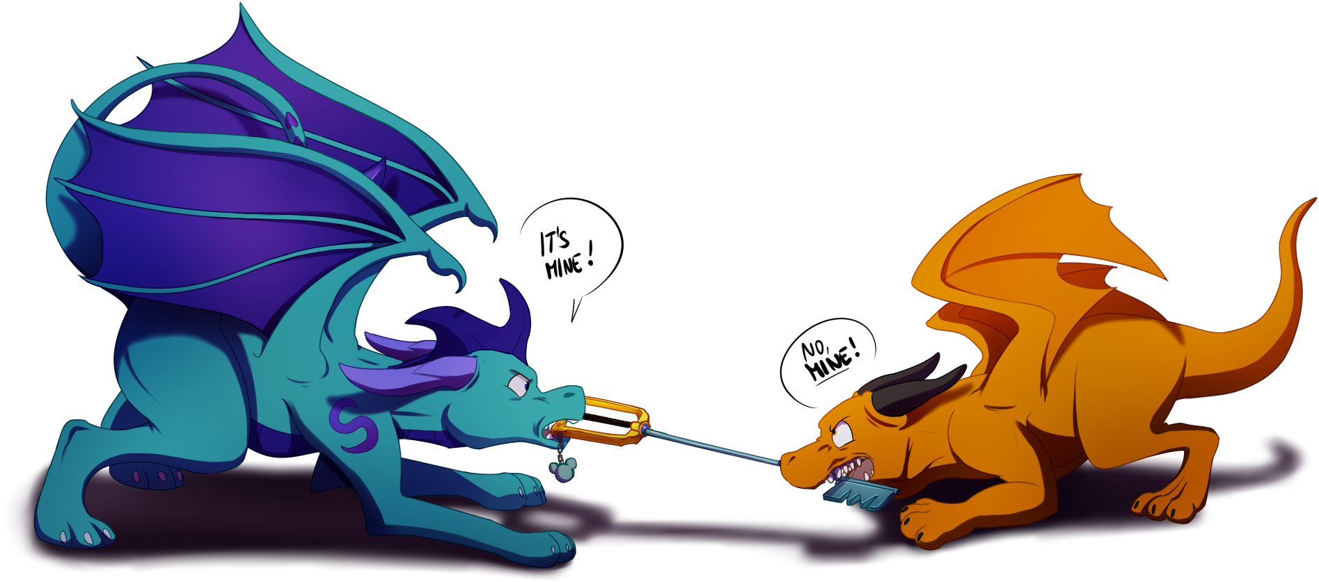 Keyblade Battle - By Kina-axian - Kina Dragon (1996x944), Png Download