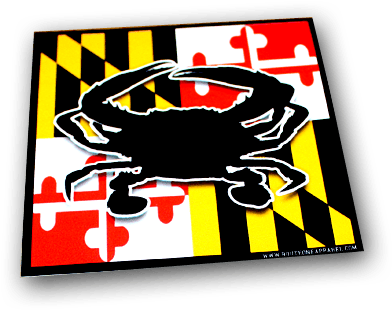 Maryland Flag & Crab / 4" X 4" Sticker - T-shirt (600x596), Png Download