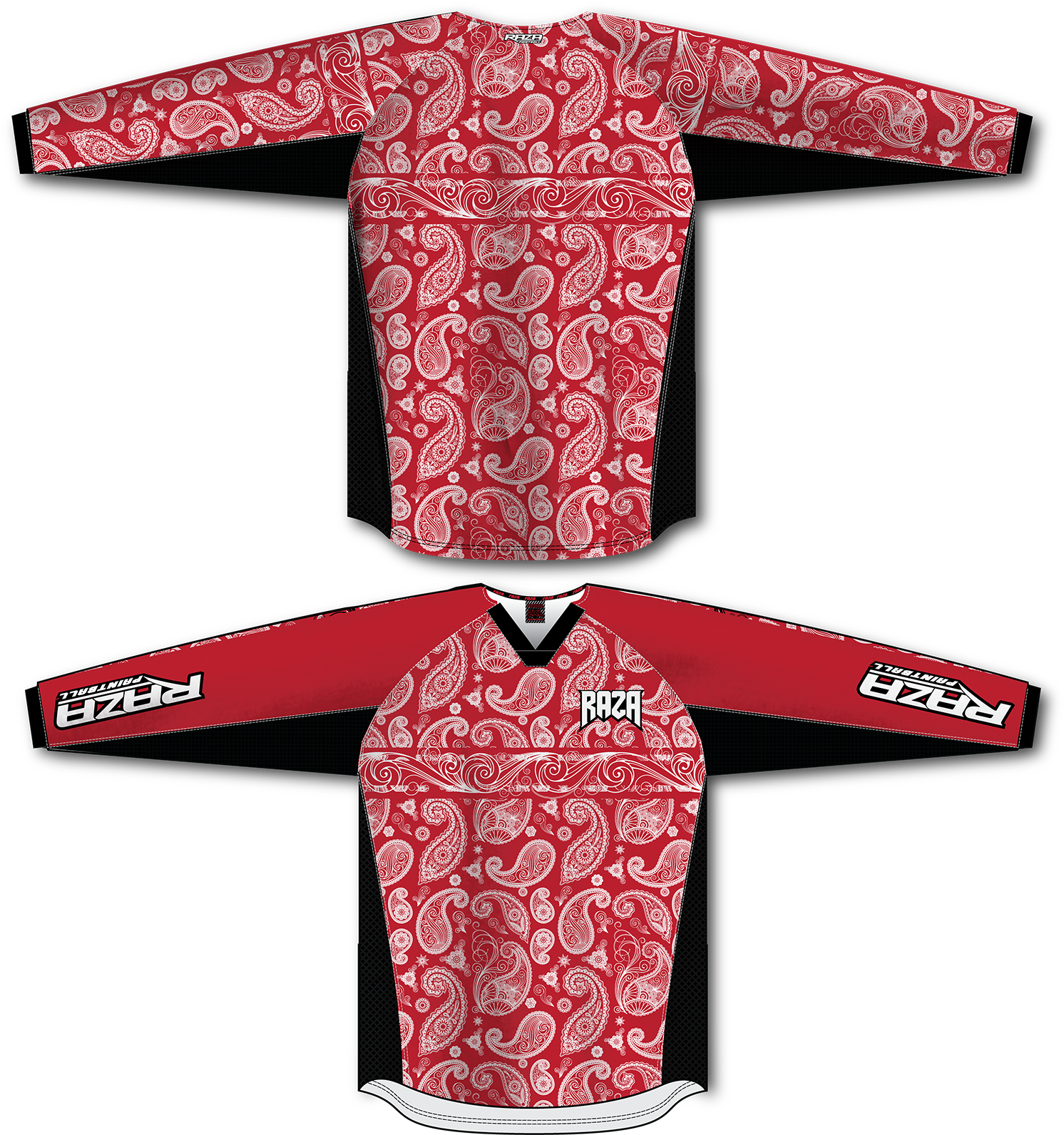 Bandana Red/white Tm2 Jersey - Skulls Paintball Jersey (1500x1615), Png Download
