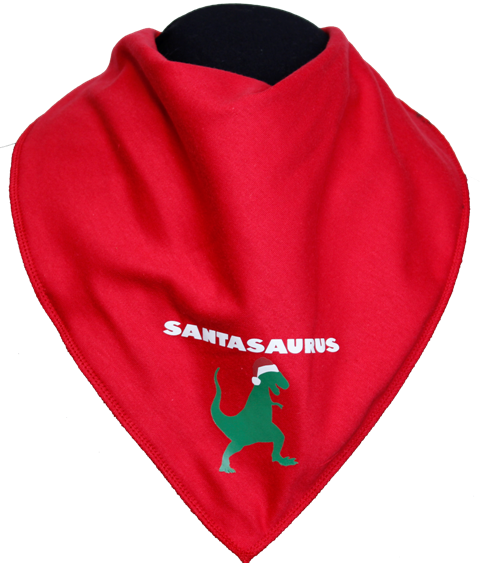 Santasaurus Bandana - Size - Kerchief (480x563), Png Download