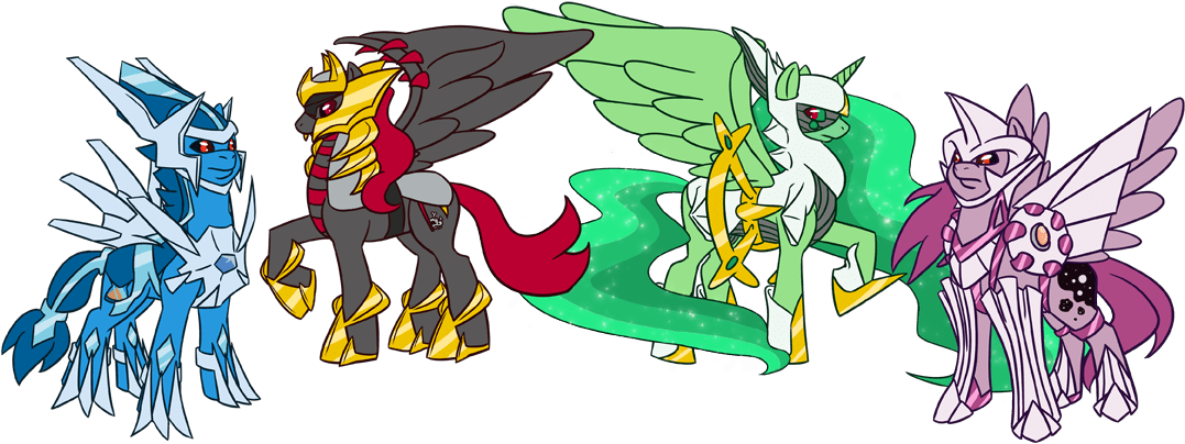 Otakugal15, Dialga, Giratina, Palkia, Pokémon, Ponified, - Giratina Dialga Palkia Arceus (900x354), Png Download