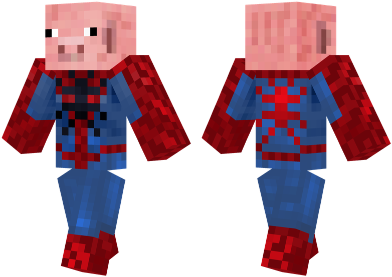 Spiderpig - Green And Black Minecraft Skins (804x576), Png Download