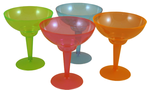 Neon Margarita Glasses - Plastic Margarita Glasses Neon Orange (500x378), Png Download