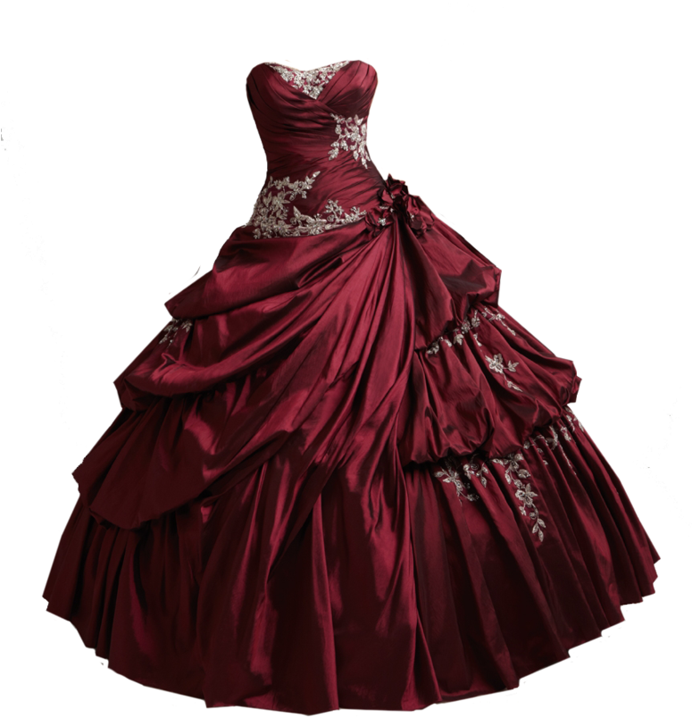 Red Burgundy Ball Gown Png By - Prom Corset Strapless Ball Gown (774x1032), Png Download