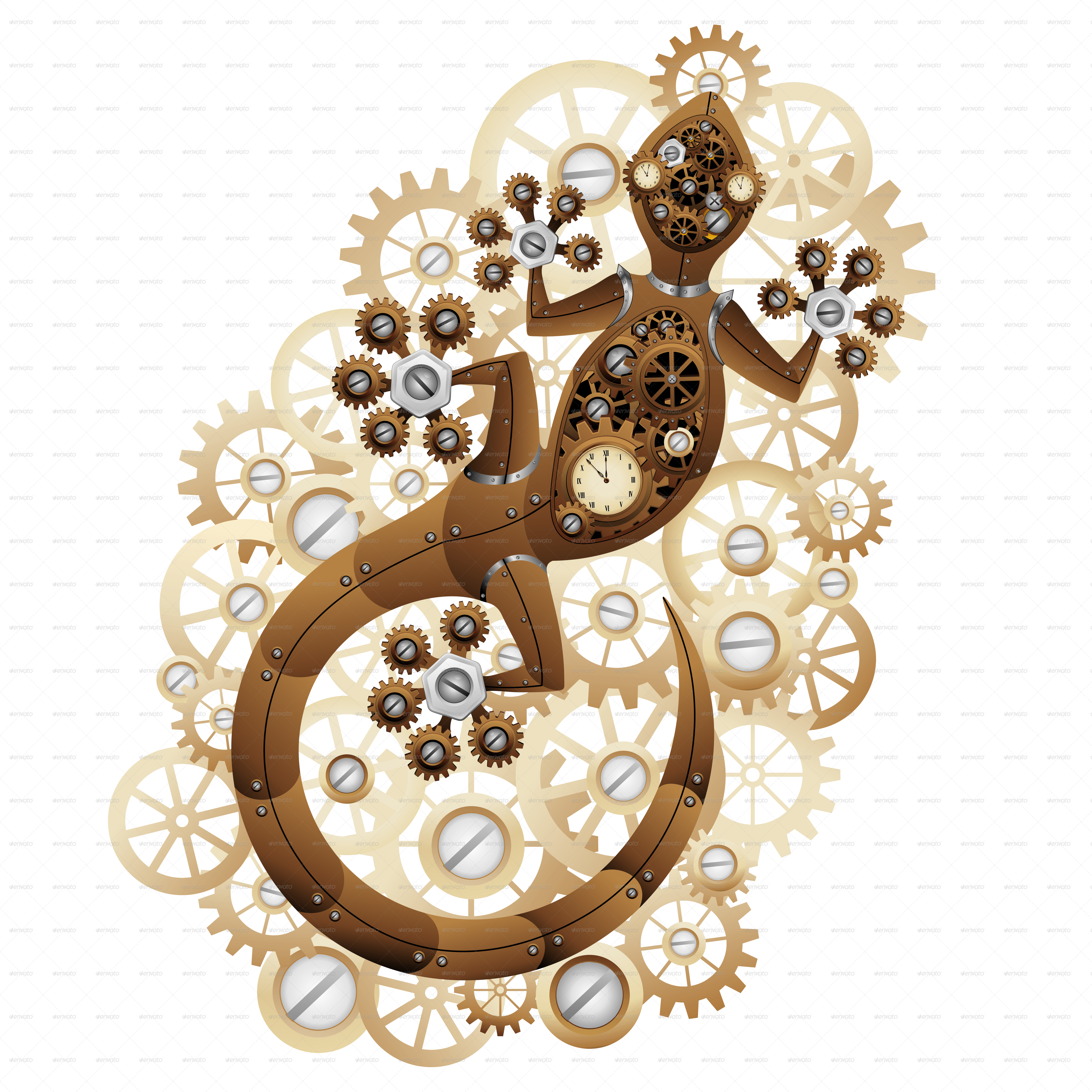 C Steampunk Gecko Lizard Vintage Style Png 5000 - Steampunk Gecko (5000x5000), Png Download