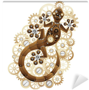 Steampunk Gecko Lizard Vintage Style-geco Meccanico - Zippo Lighter: Steampunk Gecko - Street Chrome 77469 (400x400), Png Download