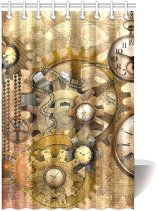 Steampunk Shower Curtain 48"x72" - Cafepress Time Tile Coaster (500x500), Png Download
