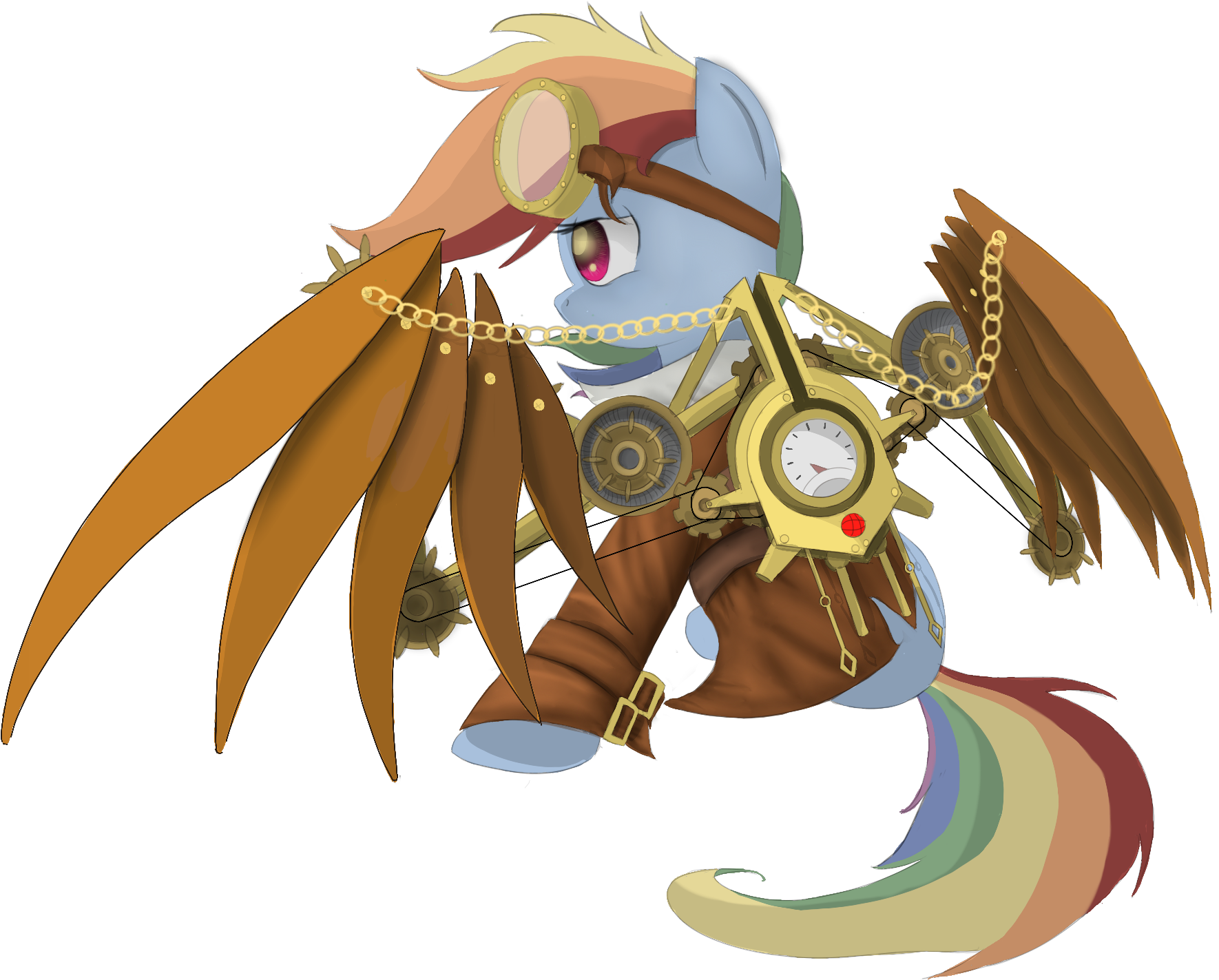 Rainbow Dash Pinkie Pie Fluttershy Pony Mammal Horse - Steampunk Rainbow Dash (2000x1500), Png Download
