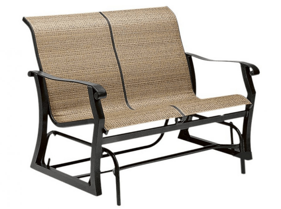Woodard Cortland Aluminum Sling Gliding Loveseat By - Woodard Cortland Sling Gliding Outdoor Bench, Sandstone (900x900), Png Download
