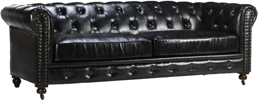 Gordon Black Leather Chesterfield Sofa (900x367), Png Download