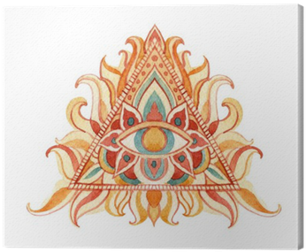 Watercolor All Seeing Eye Symbol In Pyramid - Piramide Acuarela (400x400), Png Download