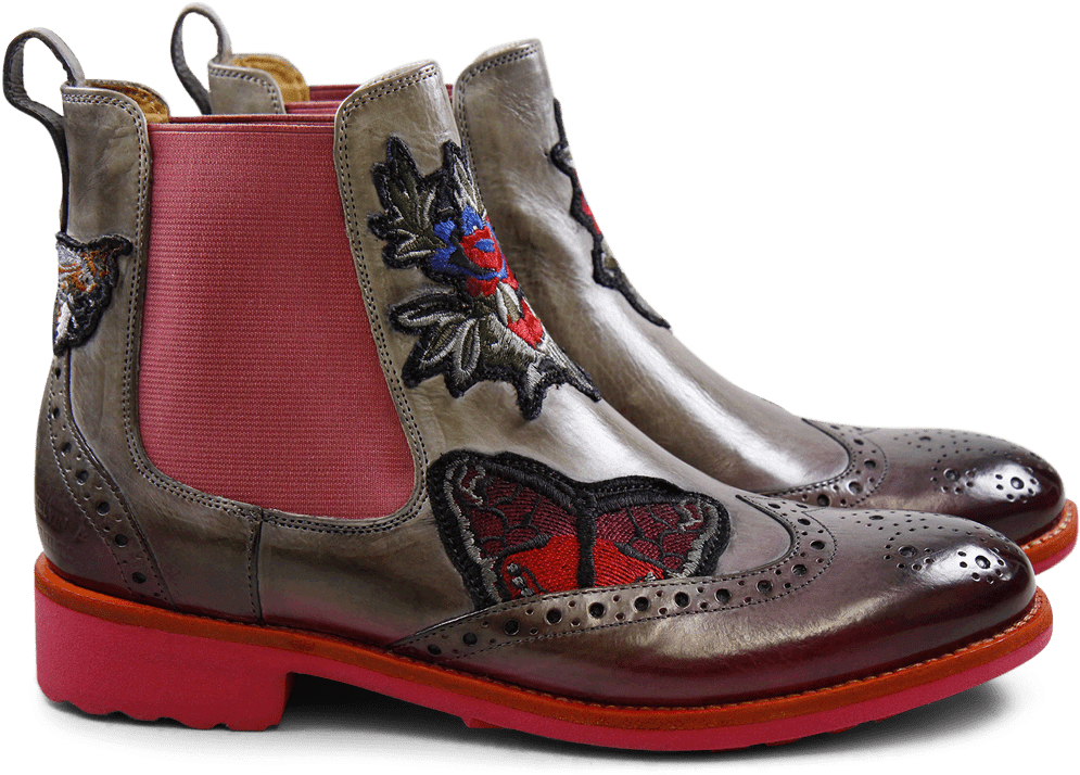 Ankle Boots Amelie 44 Smoke Shade Pink Embrodery Bbf - Motorcycle Boot (1024x1024), Png Download