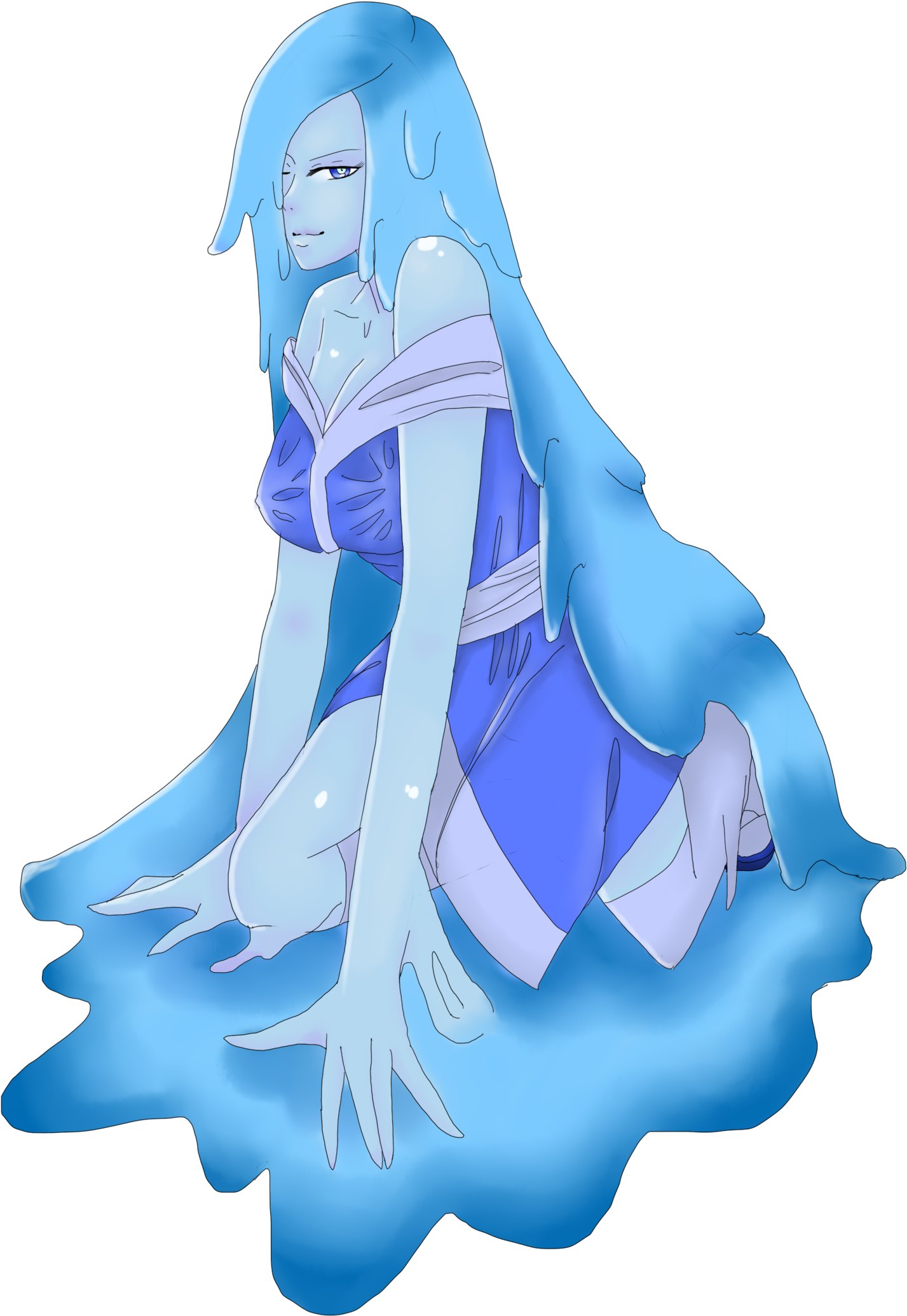 Deviantart Anime Transprent Png Image - Sexy Blue Slime Girl (1600x2400), Png Download