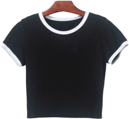 Itgirl Shop Sale White Black Color Edge Cotton Crop - Clothing (460x460), Png Download