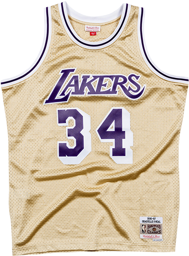 Mitchell & Ness Nba Shaquille O'neal 34 1997 Gold Swingman - Shaquille O Neal Jersey Lakers Gold (500x500), Png Download
