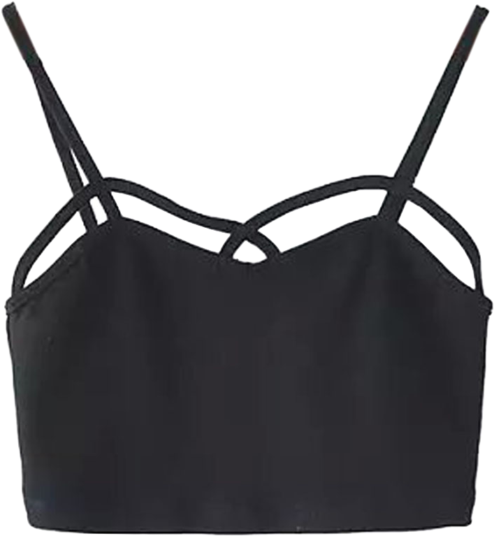 Black Spaghetti Straps Crop Top - Black Crop Top Png (810x1080), Png Download