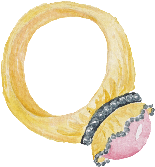 Golden Hand Painted Diamond Ring Fashion Paris Cartoon - Ring (1024x1024), Png Download
