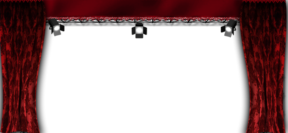 Red Curtain Stage - Palco De Teatro Png (1000x462), Png Download