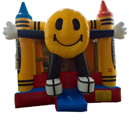 Crayola/smiley Face Emoji Bounce House - Emoji (426x480), Png Download