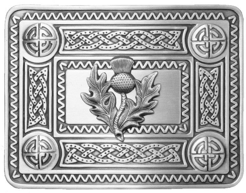 Celtic Thistle Antique Belt Buckle - Traditional Dress Celtic Knot Kilt Belt Waistplate (800x800), Png Download