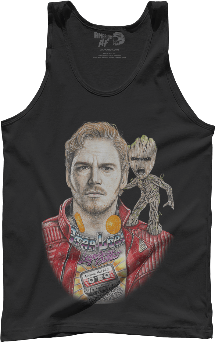 Inked Star Lord And Baby Groot - Inked Star Lord And Baby Groot - Ct2 - Premium Mens (1200x1200), Png Download