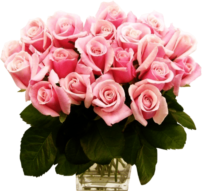 Pink Roses Transparent Vase Bouquet Gallery Yopriceville - Pink Roses Vase Png (487x463), Png Download