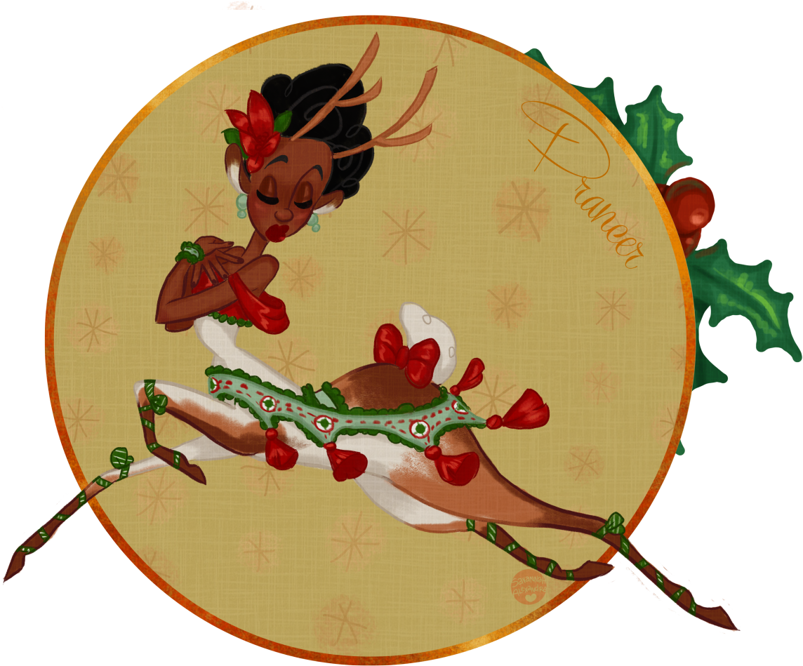 • Christmas Reindeer Santa Festive Vintage Holidays - Santa Claus's Reindeer (1280x1072), Png Download