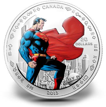 1 Oz $20 Fine Silver Coin - 2013 Superman Silver Coin (388x371), Png Download