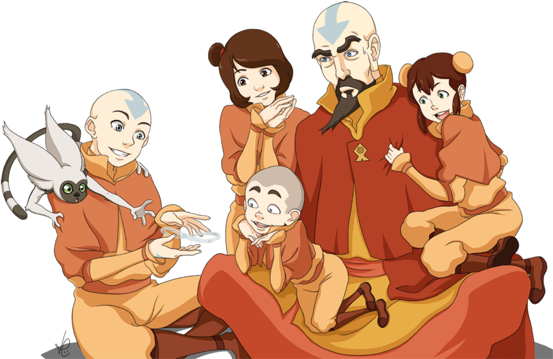 Aang Sokka Katara Korra Iroh People Cartoon Mammal - Avatar Airbenders (1105x722), Png Download