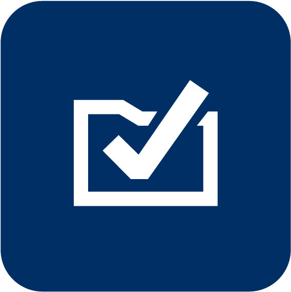 White Outline Icon In Blue Box Usage - Emblem (826x826), Png Download