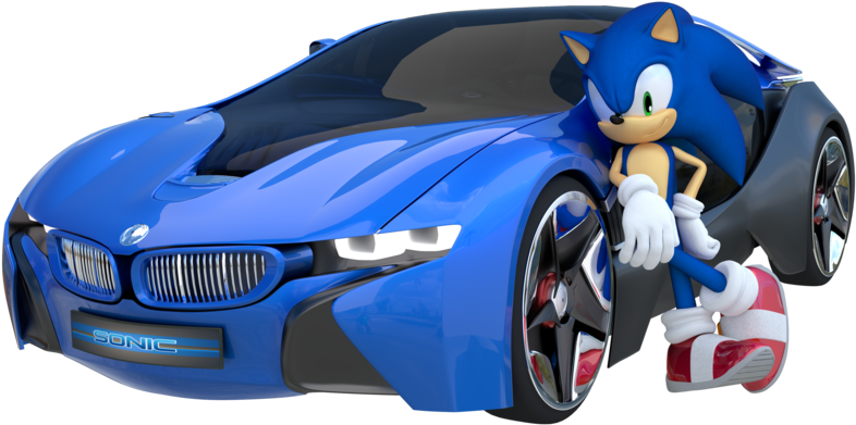 Sonic & Sega All-stars Racing Sonic 3d Blast Sonic - Sonic And His Car (800x432), Png Download