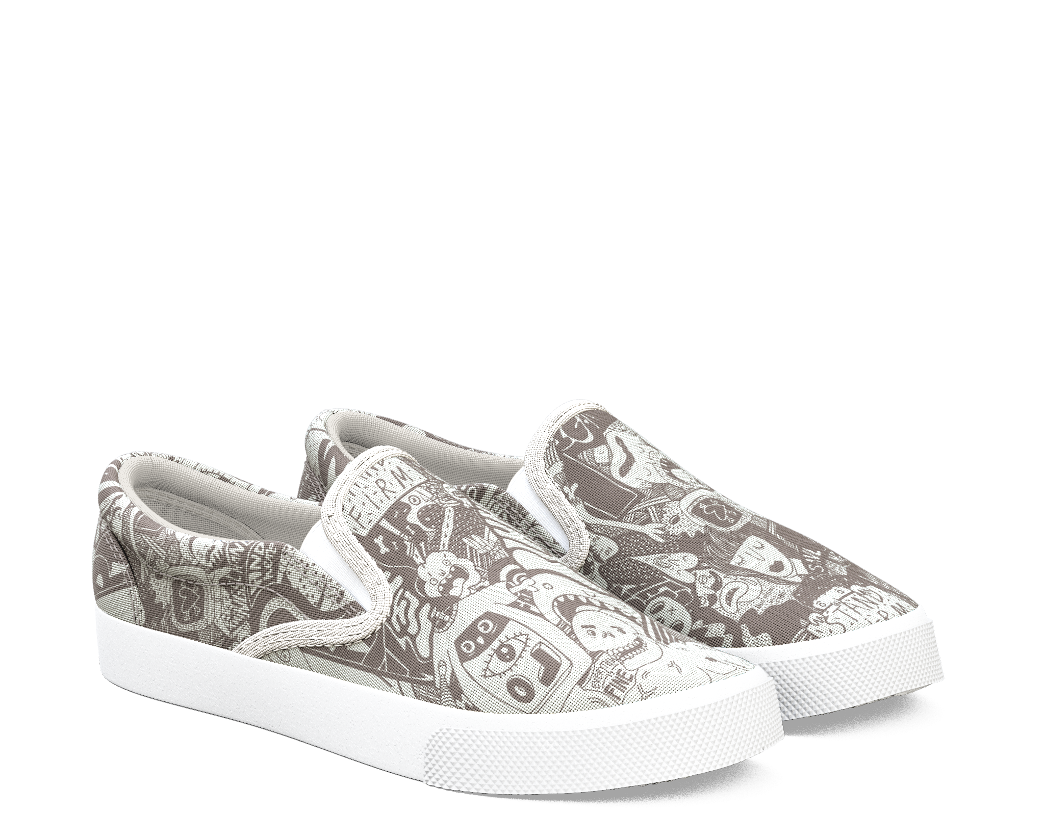 60610 0019 160 Cartoon Mudi Grey Slipon Front3q V=1502126184 - Slip-on Shoe (2048x2048), Png Download