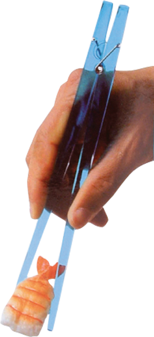 Blue Clothespin Chopsticks Holding A Sushi - Clothespin Chopsticks (1024x1024), Png Download