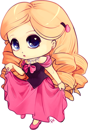 Chibi Princess Colored By Ayayume-d5q0cjt - Princess Colour Drawing Easy (338x499), Png Download