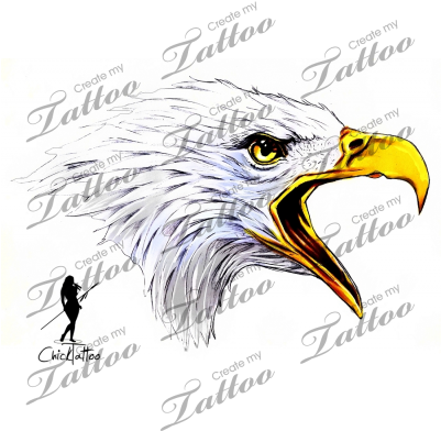 Marketplace Tattoo Eagle Head - Eagle Head Tattoo Outline (400x400), Png Download