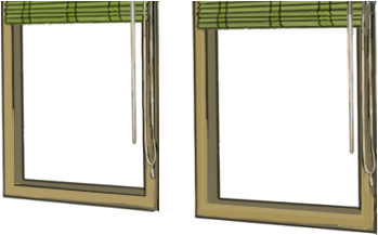 Window With Bamboo Blind - Window (438x360), Png Download