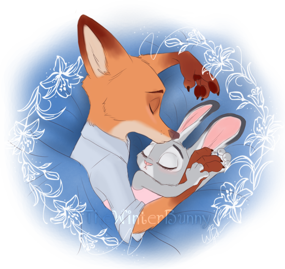 Zootopia Zootropolis Nick Wilde Judy Hopps Nick X Judy - Judy And Nick The Winter Bunny (920x869), Png Download