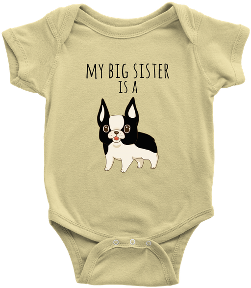 My Big Sister Is A Black And White French Bulldog Infant - Rock What I Got Onesie (600x600), Png Download