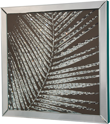 Amini Mirror Framed Wall Decor W/crystal Accented Leaves - Picture Frame (600x510), Png Download