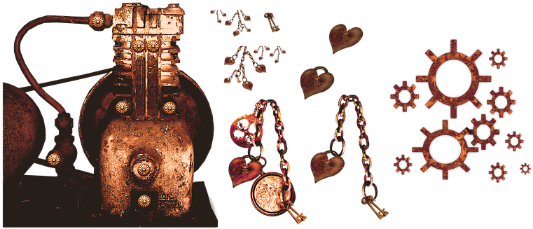 Steampunk, Engine, Heart, Gears, Jewelry - Heart (773x340), Png Download