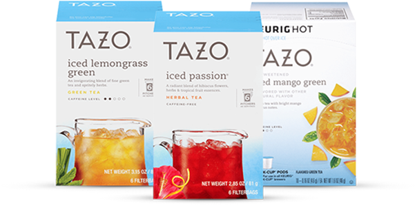 Latte - Iced - Tazo - Iced Passion Tea - 6 Tea Bags (600x600), Png Download