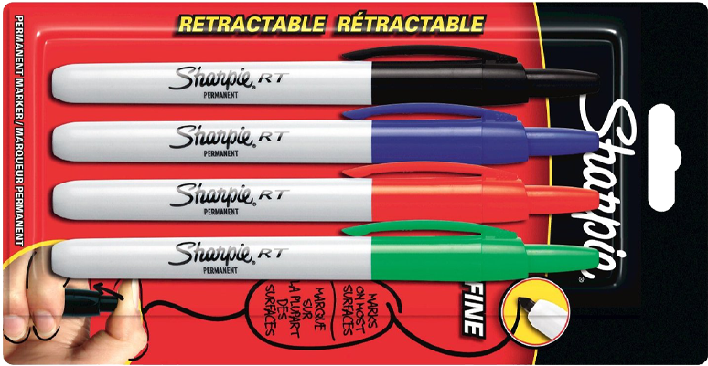 Marker Sharpie Rt 4 Colors - Masters Sharpie Mini Pen Black/red/blue/green (1000x400), Png Download