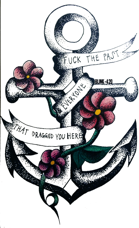 Drawing Art Mine Tattoo Flowers Pop Punk Real Friends - Pop Punk Tattoos Anchor (459x750), Png Download