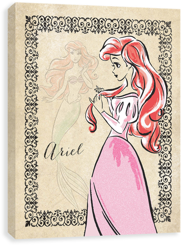 Fashionista Vintage - Glitter Ariel - Disney Canvases By Entertainart - Disney Princess Ariel (500x500), Png Download