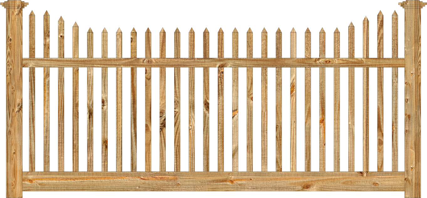 Spaced Picket Wood Fence - Victorian Wood Fence (1363x631), Png Download
