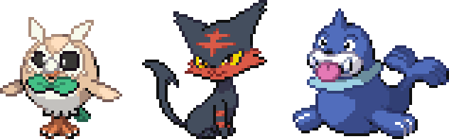 Hoothoot With Rowlet Colors, Purrloin With Litten Colors, - Rowlet Litten Popplio Fusion (632x196), Png Download