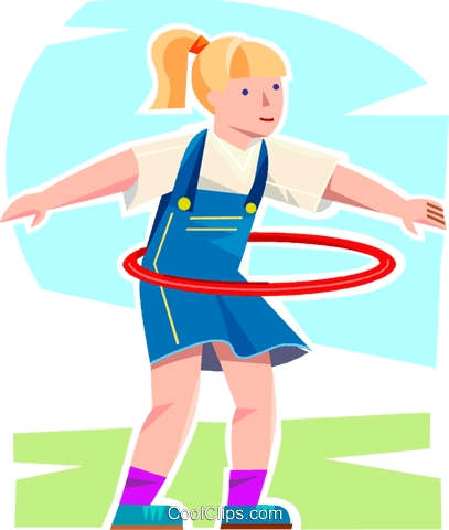 Girl Playing With A Hula Hoop Royalty Free Vector Clip - Menina No Bambole (407x480), Png Download