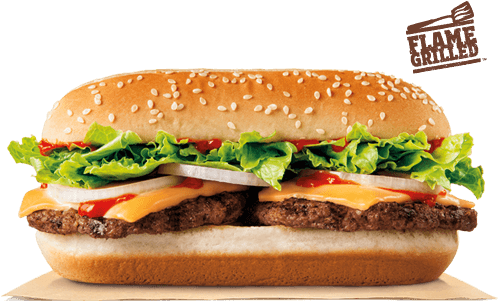 Bk Double Sriracha Burger - Extra Long Sriracha Cheeseburger (500x540), Png Download