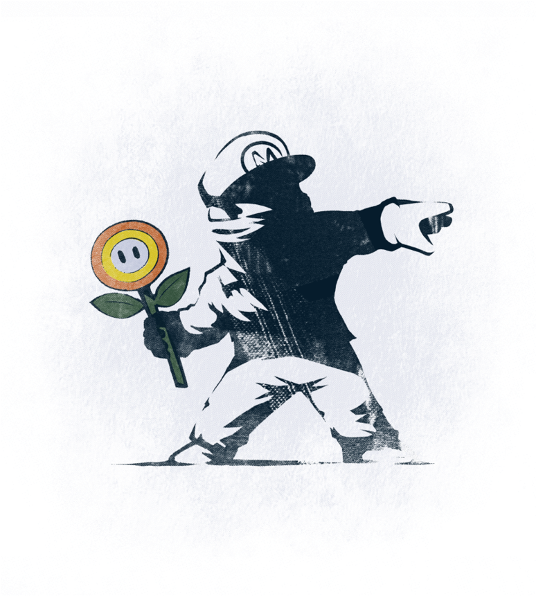 Mario Banksy Flower (1024x887), Png Download